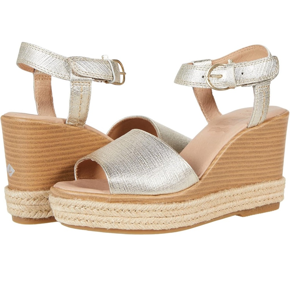 SPERRY Metallic Gold Wedge Sandals